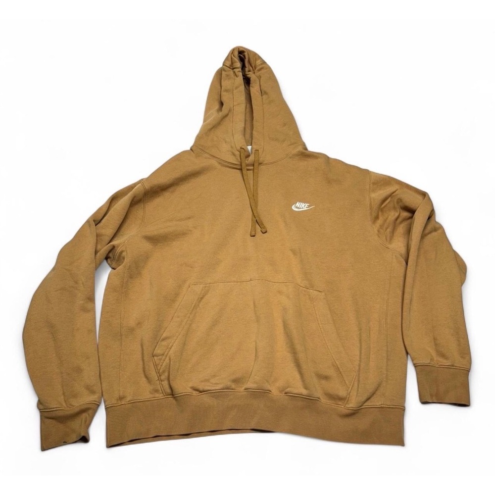 Nike Sportswear Club Fleece Pullover Hoodie Mustard Brown Wheat XL BV2654-722